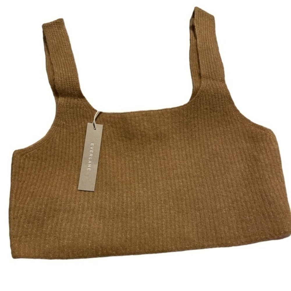Everlane Knit Wool Yak Blend Crop Sweater Tank‎ Top Camel Festival Medium New